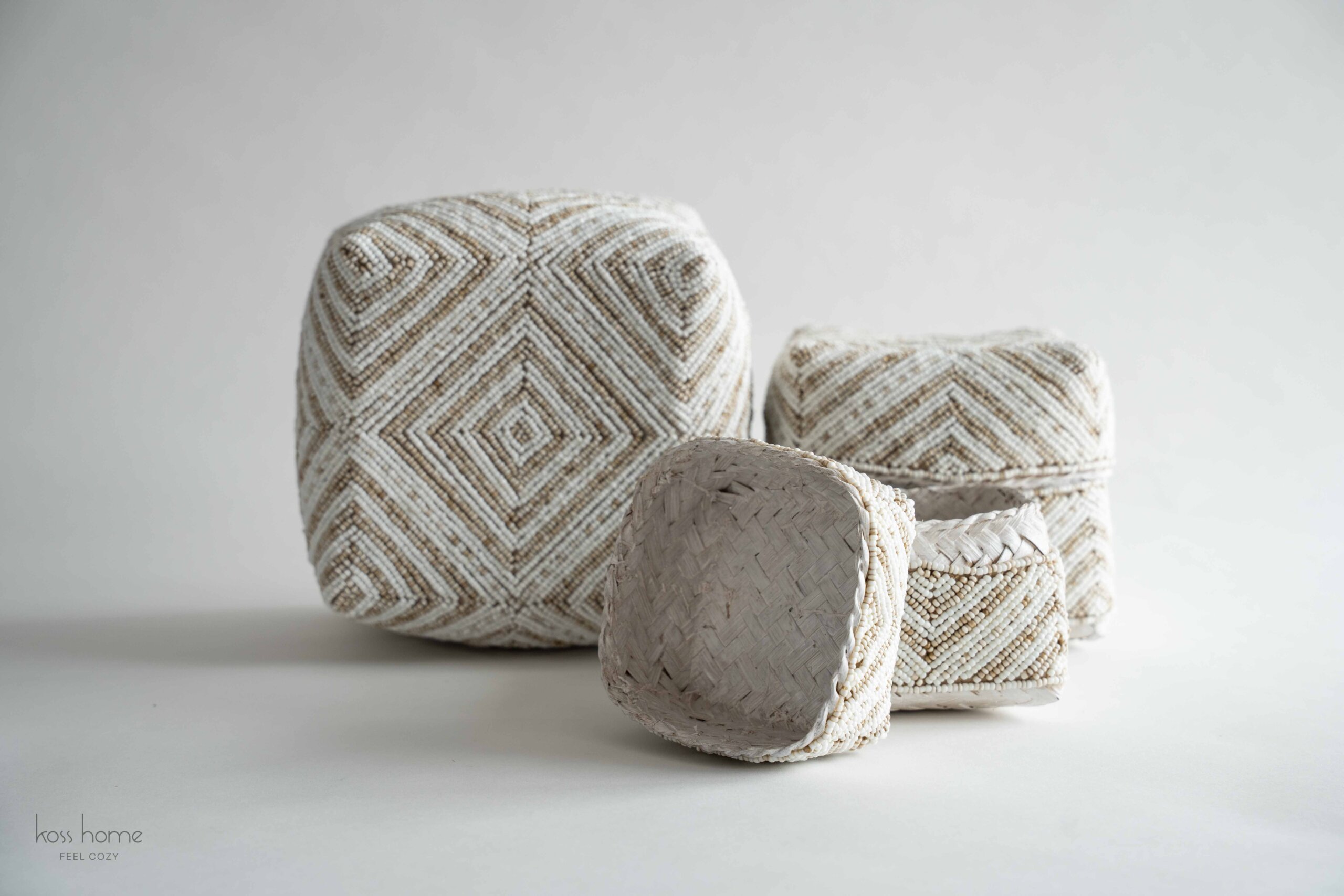 Pudełka dekoracyjne handmade - biało-piaskowe - obrazek 3